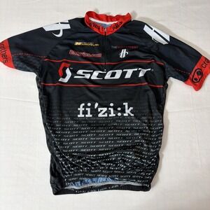 Scott Black Polyester Collared Short Sleeves 1/4 Zip Cycling Jersey L Light Clea